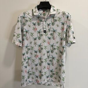 Bad Birdie White Polo with Tropical Print